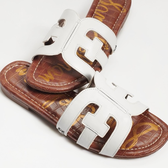 Sam Edelman Bay Slide Sandal in Bright White Leather - Size 7.5 - Picture 1 of 11
